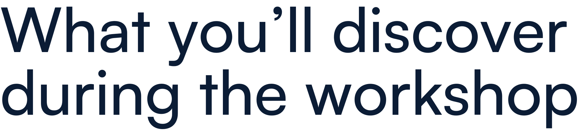 What you'll discover during the workshop