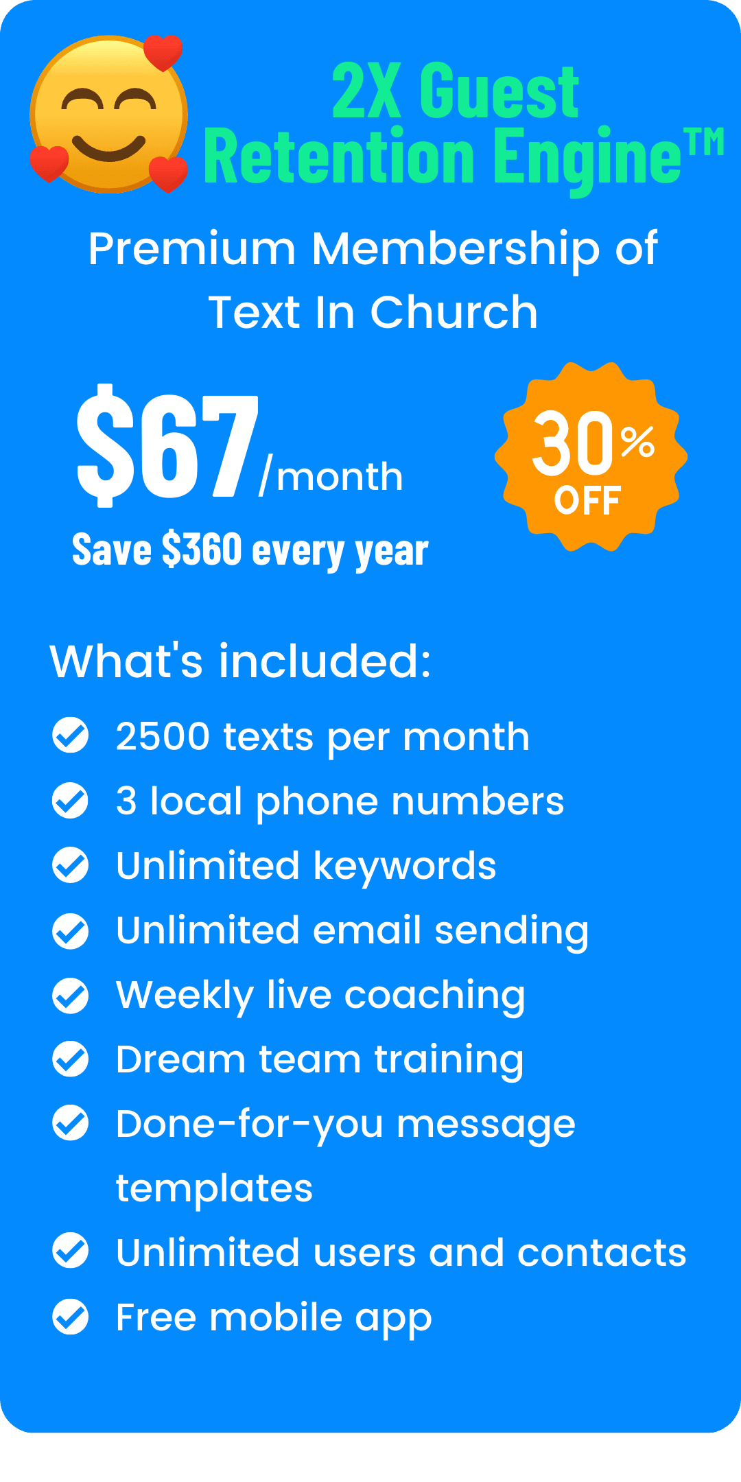 2X Guest Retention Engine™ with Text In Church Premium Membership